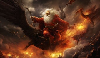 El mago de odin sobre un águila volando. Una terrible historia