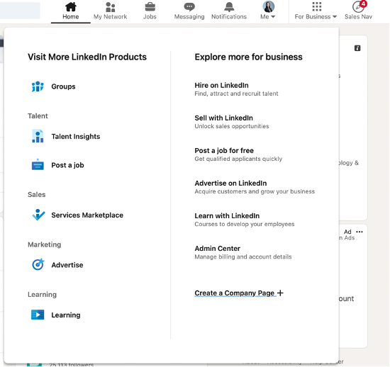 página de empresa  en Linkedin