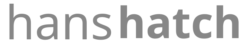La imagen muestra el texto "Hans Hatch" con "Hans" en gris claro y "Hatch" en gris más oscuro, sobre un fondo blanco.