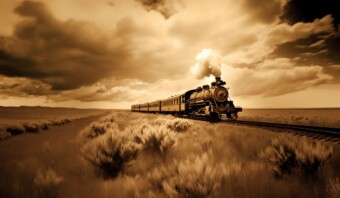 Un Trenecito viajando por una vía.