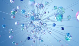 Un fondo azul adornado con infinidad de cristales.